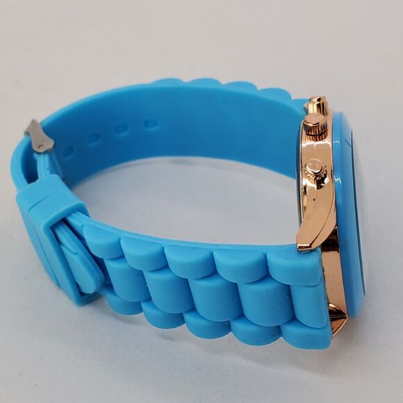 38MM Watch Women Blue Dial Blue Plastic Band Straps New Battery - Picture 8 of 13